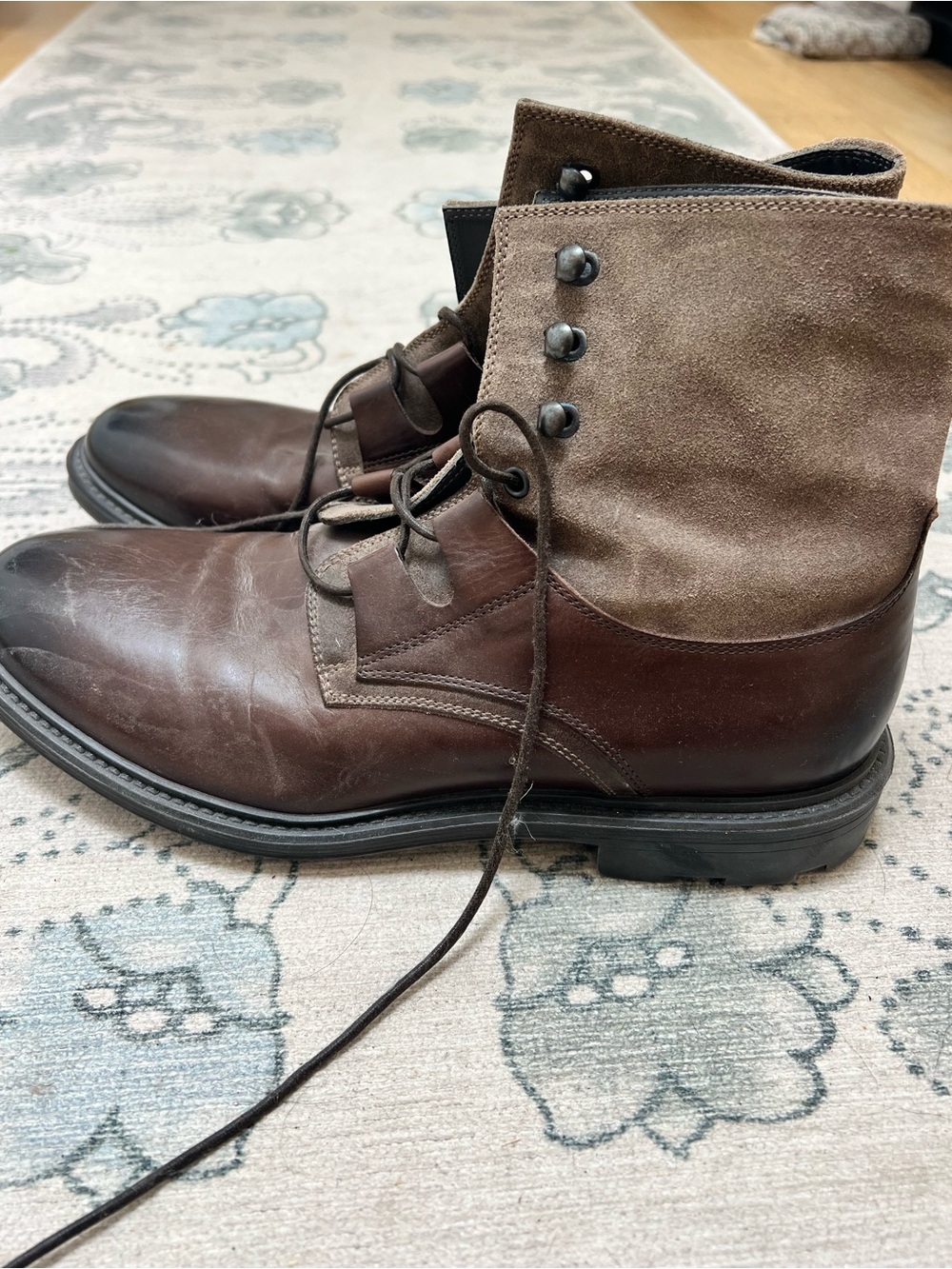 To Boot NY Brown Leather and Taupe Suede Chukka Boots
